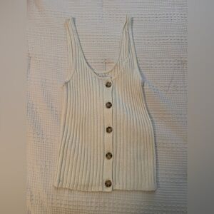 American Eagle Outfitters Cream Button-Front Tank Top